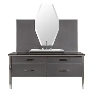 Комплект мебели с раковиной Milldue Hilton 3051+9226+5815+5818+5810.sx+5810.dx+3045A*2+5819 93 twill smoke, polished steel, matt nero lacquer - 22