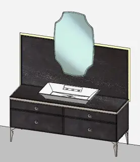 Комплект мебели с раковиной Milldue MAJESTIC 3233+9847+4138+5818+9767+3290.sx+3290.dx+2488*2+4057 elephant bronze 79, acciaio bronzo 91, matt nero lacquer 22