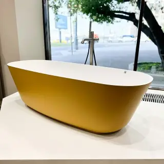 Ванна Antonio Lupi BAìA SMALL BAÌAS Cristalplant белая, снаружи-COCCODRILLO GOFFRATO-5100, дон.клапан-GRAFITE