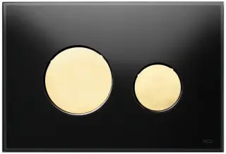 Панель смыва с двумя клавишами для фронтальной или верхней установки 22*1.1*h15 черное стекло/золотые клавиши