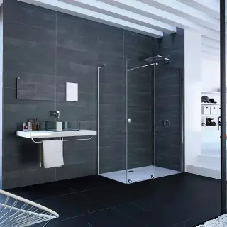 Ограждение в нишу HUPPE XTENSA KY C K1S1 T 21HQ4R1200927000 блестящее серебро/прозрачное стекло