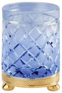 Стакан Cristal&Bronze CRISTAL TAILLE “LOSANGE” CISELÉ FS09C-D3-611B blue crystal/Matt Soft Gold