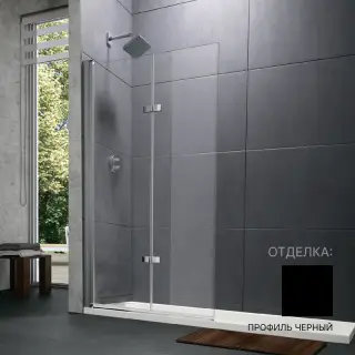 Шторка на ванну HUPPE DESIGN PURE AKT S T 21HK179999937500 профиль черный/прозрачное стекло Anti-Plaque