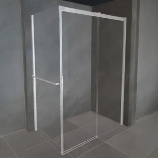 Ограждение в угол Duka ACQUA 5000 QR-ST2W.R.1200.200.INO.A10+QR-W2.L.900.200.INO.A10+HT-BA профиль-нержавеющая сталь/прозрачное стекло