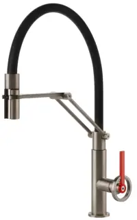 Смеситель для кухни Gessi OFFICINE V 60205#149 FINOX BRUSHED NICKEL, рычаг красный