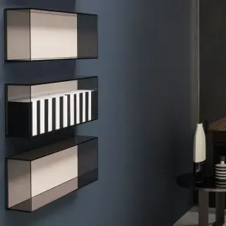 Полка для ванной Antonio Lupi Ice ICE6 стекло FUME, задняя стенка GRIGIO SMOG OPACO-615