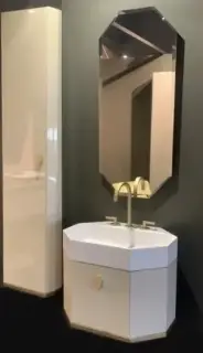 Комплект мебели с раковиной Milldue Dandy 7686+7685.DX+7685.SX+7727+7643+7765.DX+7763.DX+7763.SX+7728+7500 MANDORLA LUCIDO-113, руч-ORO SATINATO-330