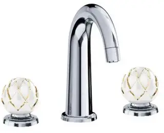 Смеситель для раковины Jorger BELLEDOR 631.30.300.065-32 платина, ручки белый фарфор/окантовка золото