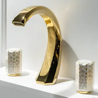 Смеситель для раковины THG Nihal porcelaine U2N.H52.151 золото PVD (H52)