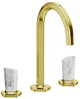 Смеситель для раковины Jorger SHADÓ 635.30.300.020-51 цвет-золото, ручки-белая бирюза