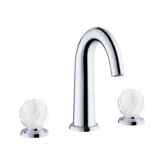 Смеситель для раковины Jorger BELLEDOR 631.30.300.000-33 хром, ручки с окантовкой белый/платина 33