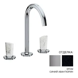 Смеситель для раковины Jorger SHADÓ 635.30.300.000-56 цвет-хром, ручки-cиний авантюрин