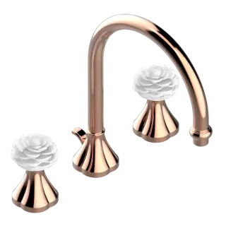 Смеситель для раковины THG Camélia Clear crystal U5L.H62.151 цвет-BLUSH PVD/прозрачный хрусталь