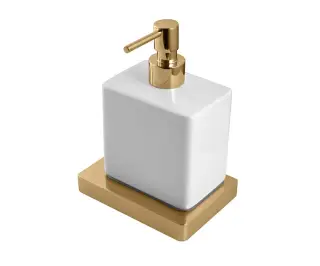 NOKEN LOUNGE Дозатор для жидкого мыла, настенный, белый/золото