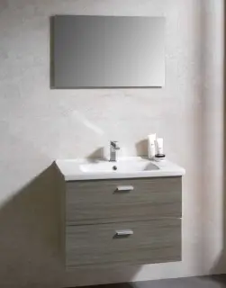 NOKEN PACK CONCEPT Комплект 80 см: зеркало, тумба, раковина, смеситель, сифон, grey oak/белый/хром