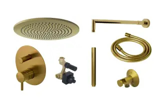 NOKEN PACK RONDO Комплект для душа, с верхним душем NEPTUNE SLIM Ø30 см, браш. золото