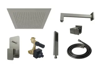 NOKEN PACK SQUARE Комплект для душа, с верхним душем NEPTUNE SLIM 30х30 см, браш. титан