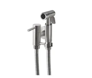 NOKEN ROUND INOX Гигиенический душ с подводкой и держателем, 1220 мм, браш. нержавеющая сталь