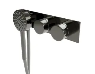 NOKEN TONO Наружная часть термостата с подводом воды и магнитным держателем, 2 потребителя, титан