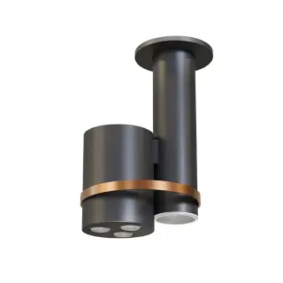 NOKEN EYE Потолочная душевая лейка с хромотерапиией, 100-240V, черный матовый/браш. медь