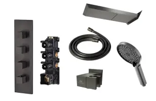 NOKEN PACK OXO Душевой комплект с термостатом, верхний душ, брашированный титан