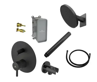 NOKEN PACK PLUMP Комплект для душа со смесителем и верхним душем Ø30 см, matt black
