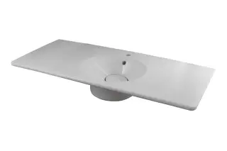 NOKEN TONO Раковина подвесная 120 см с переливом и керамическим донным, белый