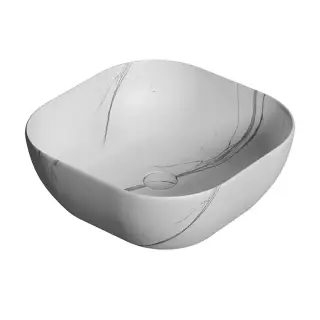 NOKEN SLENDER Раковина на столешницу 41x41 см, БЕЗ перелива, с ДК, carrara marble