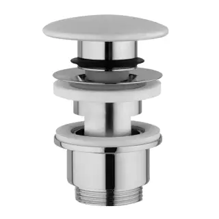 NOKEN Донный клапан (кнопка-клик) с переливом, керамическая кнопка, белый