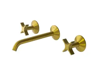 NOKEN LIGNAGE CROSS Смеситель для раковины на 3 отверстия из стены, без ДК, 5 л/мин, браш. золото
