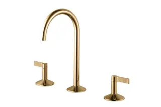 NOKEN LIGNAGE LUXE Смеситель для раковины на 3 отверстия, без ДК, 5 л/мин, ребритсая ручка, золото