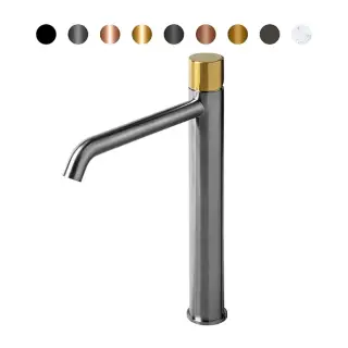 NOKEN ROUND CUSTOM Смеситель для раковины высокий H306 мм, 5 л/мин, без ДК, браш. титан/colors.