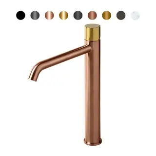 NOKEN ROUND CUSTOM Смеситель для раковины высокий H306 мм, 5 л/мин, без ДК, браш. медь/colors.