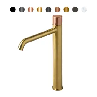 NOKEN ROUND CUSTOM Смеситель для раковины высокий H306 мм, без ДК, браш. золото/colors.