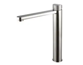 NOKEN TONO Высокий однорычажный смеситель для раковины, ребристая ручка, 5.68 л/мин, без ДК, титан