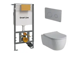 NOKEN PACK ACRO COMPACT RIMLESS 54 CM Комплект подвесного унитаза, белый матовый/хром