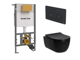 NOKEN PACK ACRO COMPACT RIMLESS 54 CM Комплект подвесного унитаза, чёрный матовый/хром