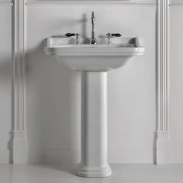Kerasan Waldorf Раковина 80х55 см, 3 отв., с пьедесталом, цвет: белый/хром