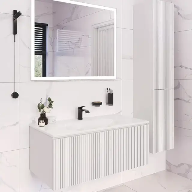 TW Shape комплект подвесной мебели 100х50см, с раковиной, с 1 выдвиж. ящиком с механизмом push-to-open, цвет: белый матовый RAL9003