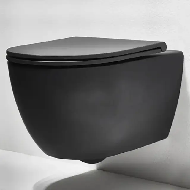 Simas Trevi Унитаз 56х37см., подвесной, безободковый, цвет: черный матовый