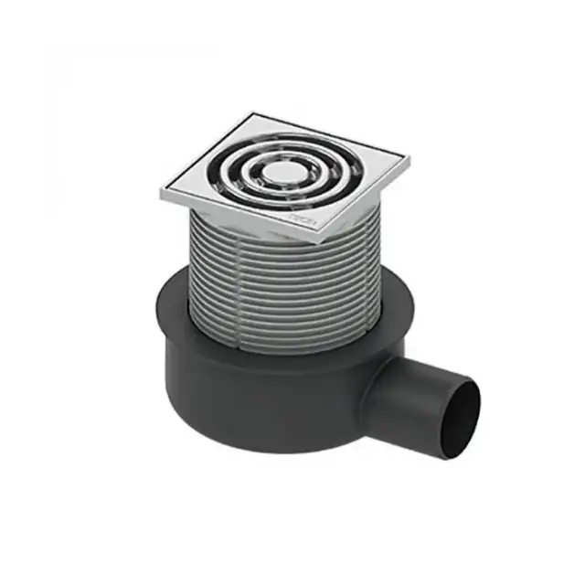 TECE Трап низкий горизонтальный с декоративной решеткой из нерж. стали S50, с отводом DN50