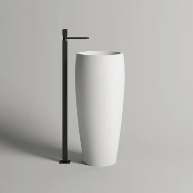 Salini Armonia 203 Раковина напольная 47х47х90cм., без отв., без перелива, донный клапан &quot;Up&Down&quot;, материал: S-Stone, цвет: белый матовый