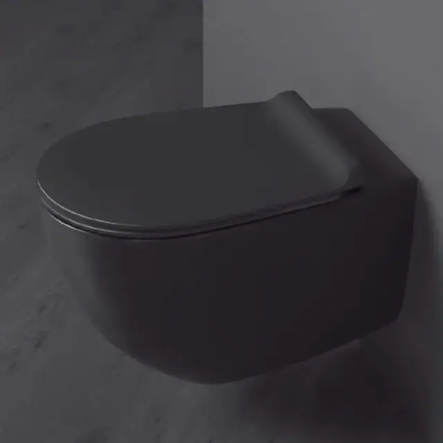 SIMAS Vignoni унитаз подвесной безободковый &quot;Rimless&quot; 56х36.5см, цвет: черный матовый