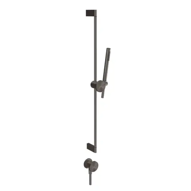 Gessi Origini Штанга в комплекте с душевой лейкой, шланг 150см и вывод воды, с вставкой, цвет: Black Metal Brushed PVD