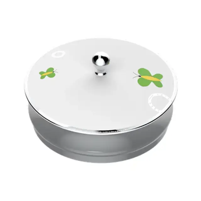 THG CAPUCINE VERT DECOR PLATINE Китайская лакированная коробка с белой керамической крышкой Ø180 мм., big size, декор платина/зеленый, цвет: белый