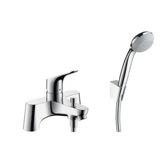 Hansgrohe Focus Смеситель на край ванны на 2 отверстия с переключающим вентилем и ручным душем Crometta 85 1jet