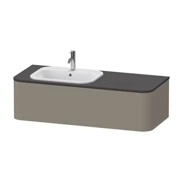 Duravit Happy D.2 Plus Тумба подвесная 130x55x35.4см, с раковиной и 2 ящиками, SX, цвет: stone grey satin matt