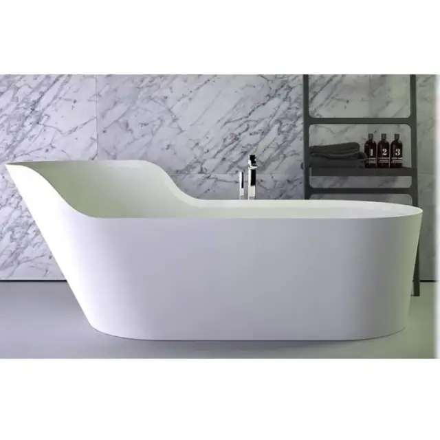 KNIEF Glow Ванна отдельностоящая ассимметричная левая  182х82х70/50см  со сливом, цвет: белый матовый