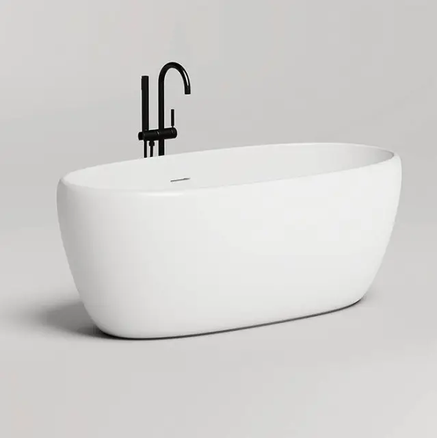 Salini Luce Ванна отдельностоящая 150х75х58cм., донный клапан &quot;Up&Down&quot;, сифон, слив-перелив, мат-л: S-stone, цвет: матовый белый