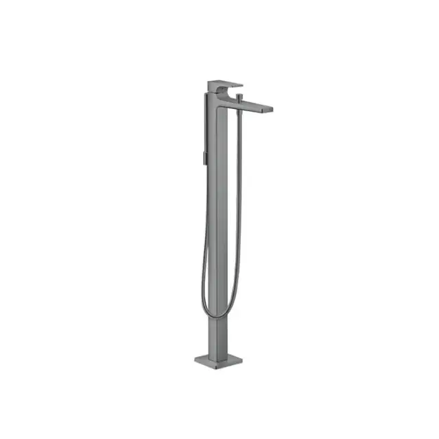 Hansgrohe Metropol Смеситель для ванны, на 1 отв, напольный, с ручным душем, излив 235мм, цвет: шлифованный черный хром